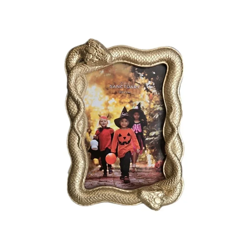 New Gold Figural Jungle Boho Snake Photo Picture Frame 4x6 Room Decor